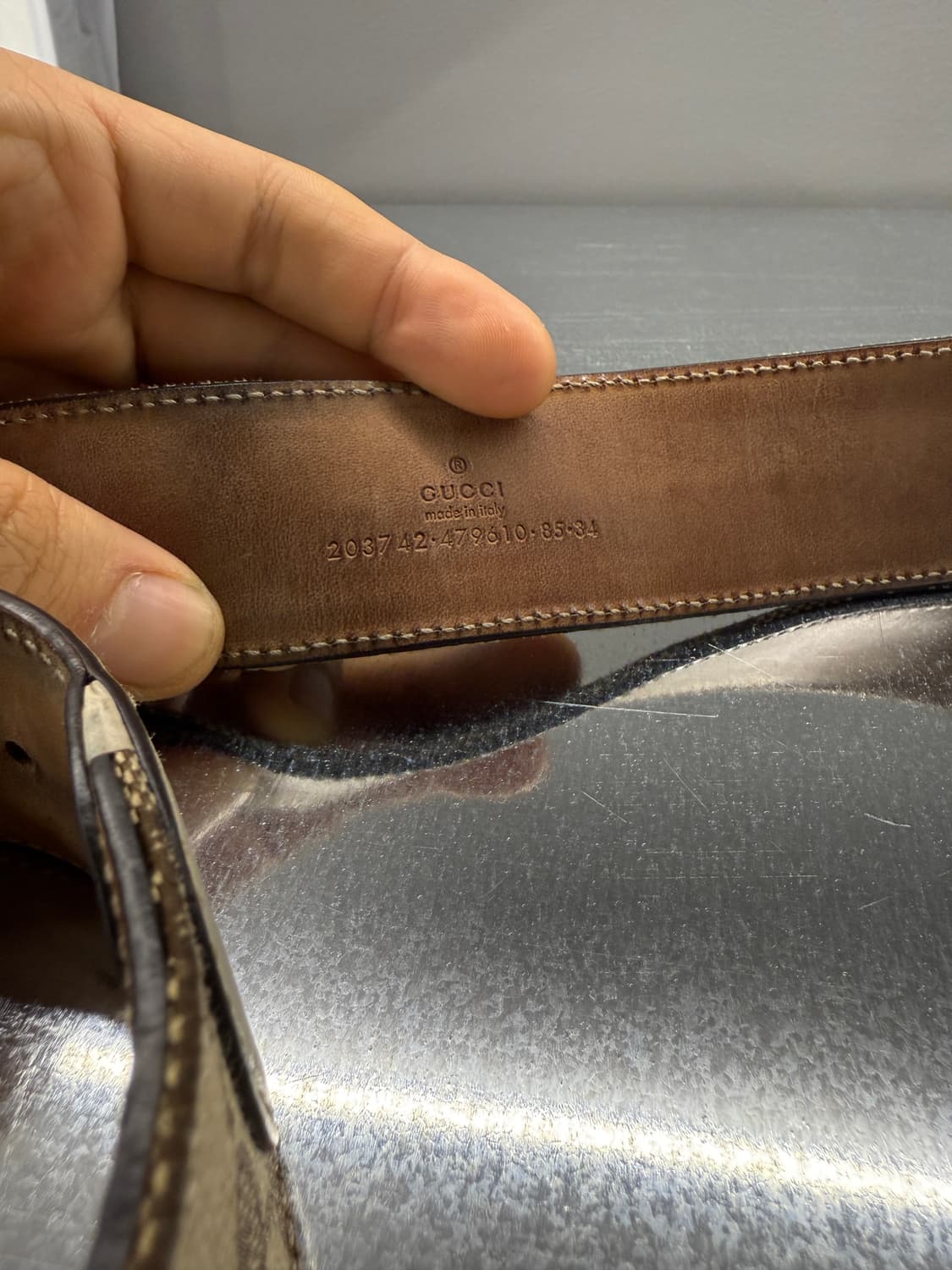 구찌 정품 GG 로고 화이트 벨트 상품이미지3