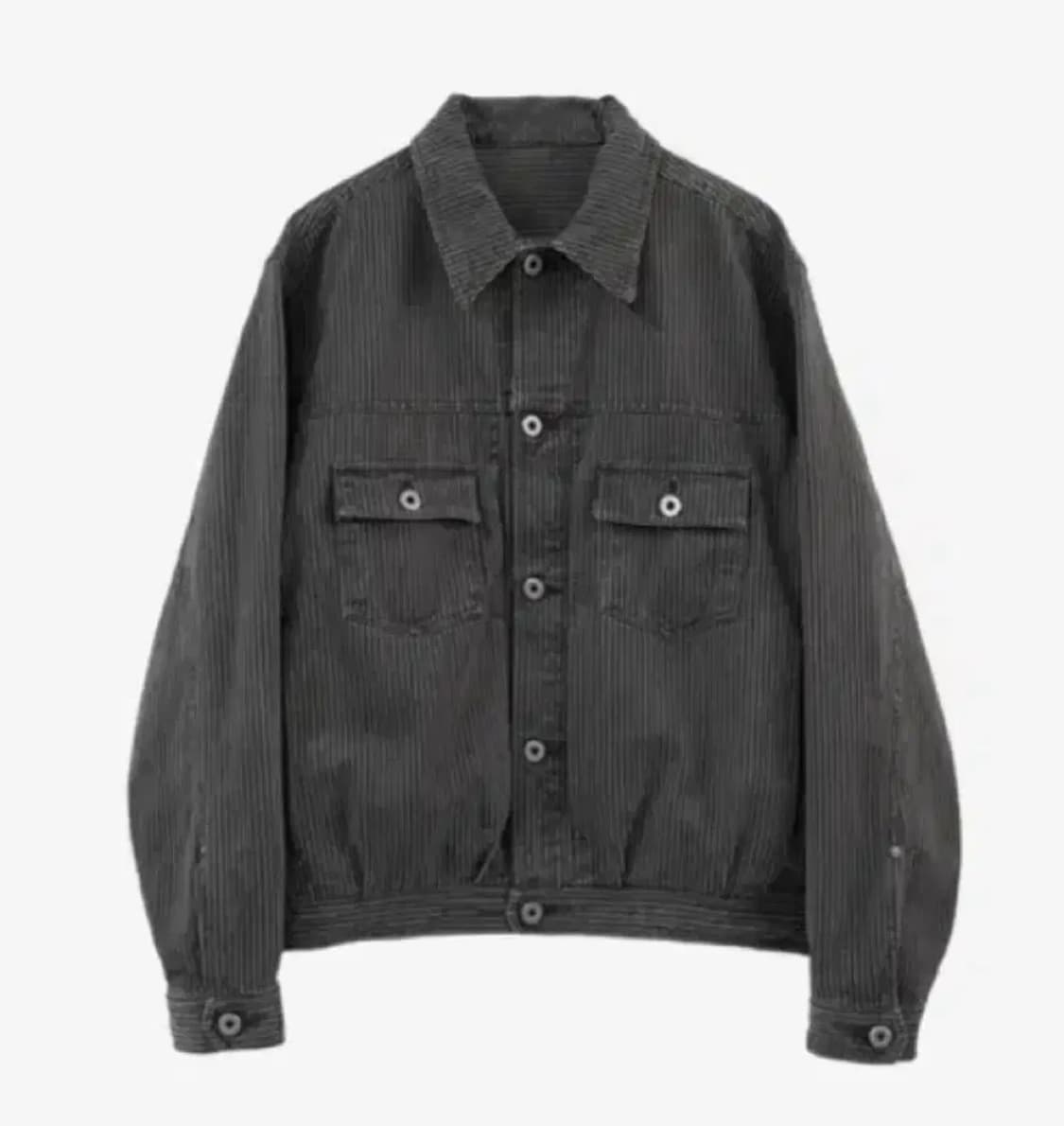 [4] 폴리테루 스트라이프 트러커 자켓 다이드 그레이 상품이미지1