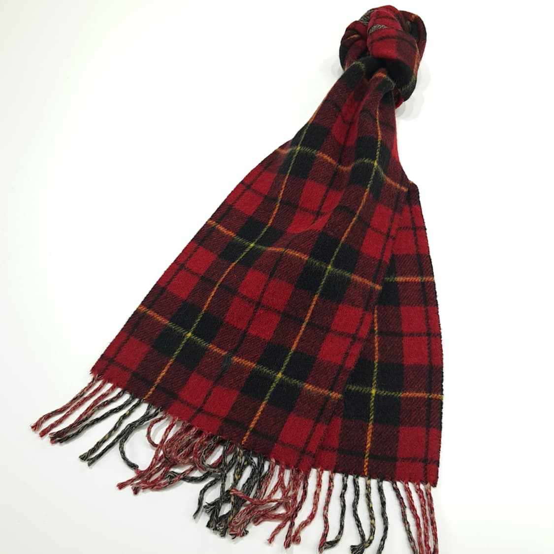 MX325 폴로 랄프로렌 레드 타탄체크 헤링본 양면 램스울 목도리 머플러 상품이미지3