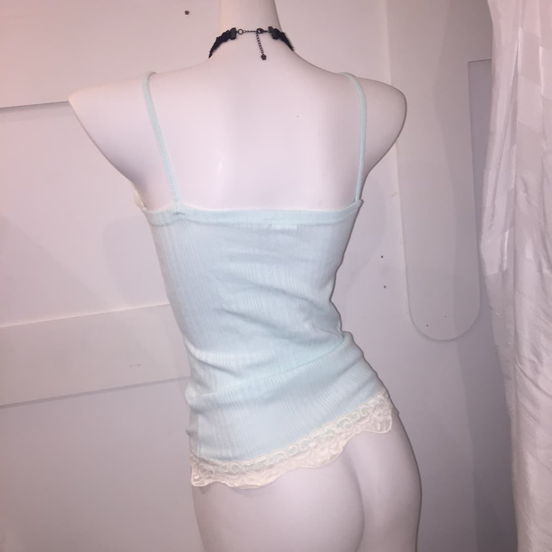 Vintage 히메갸루 괴짜 민트 레이스 펀칭 슬리브리스 상품이미지3