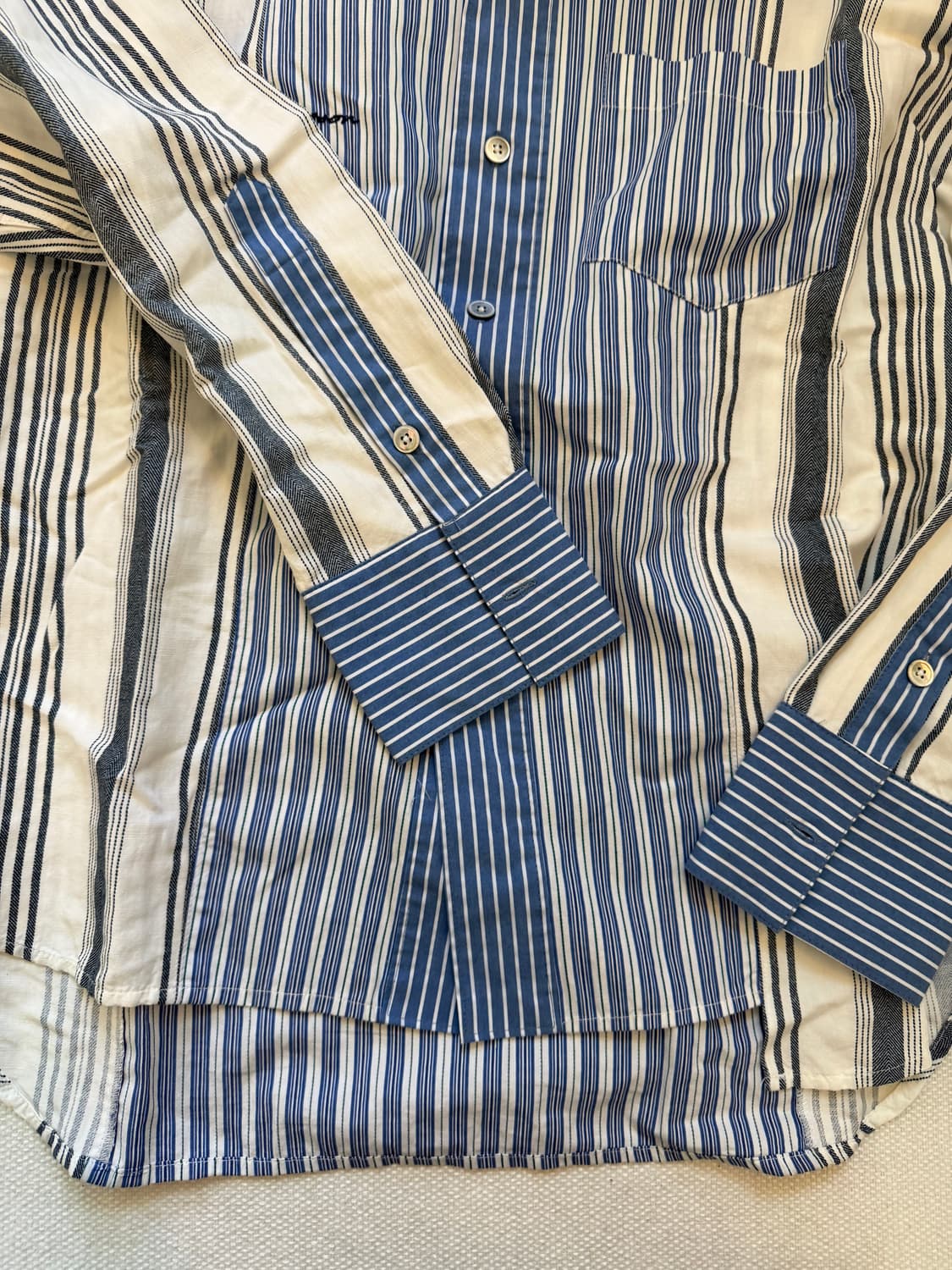 앤더슨벨 스트라이프 패치워크 셔츠 M 상품이미지6