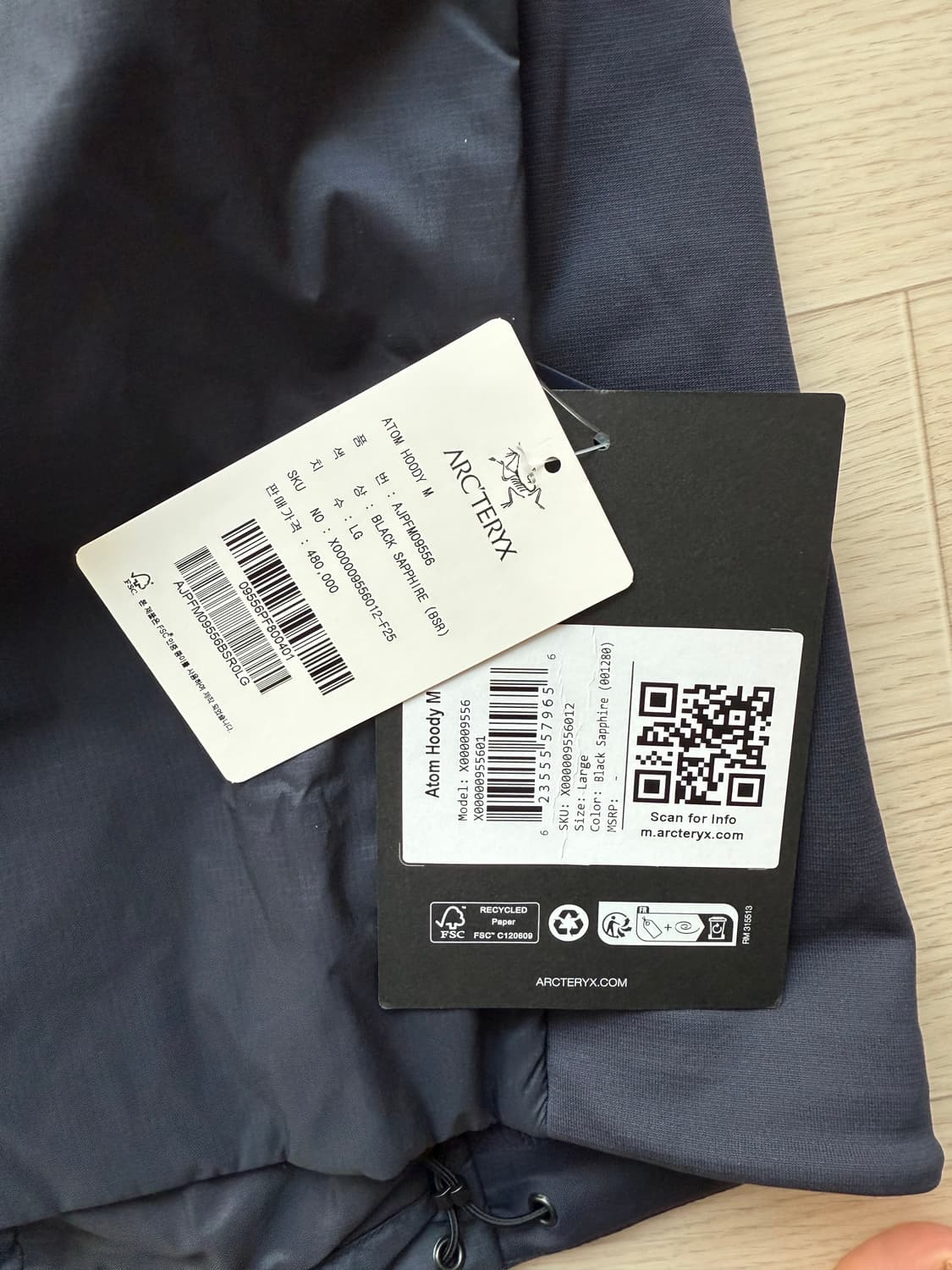 아크테릭스 아톰 후디 블랙 사파이어 L 새상품 상품이미지4