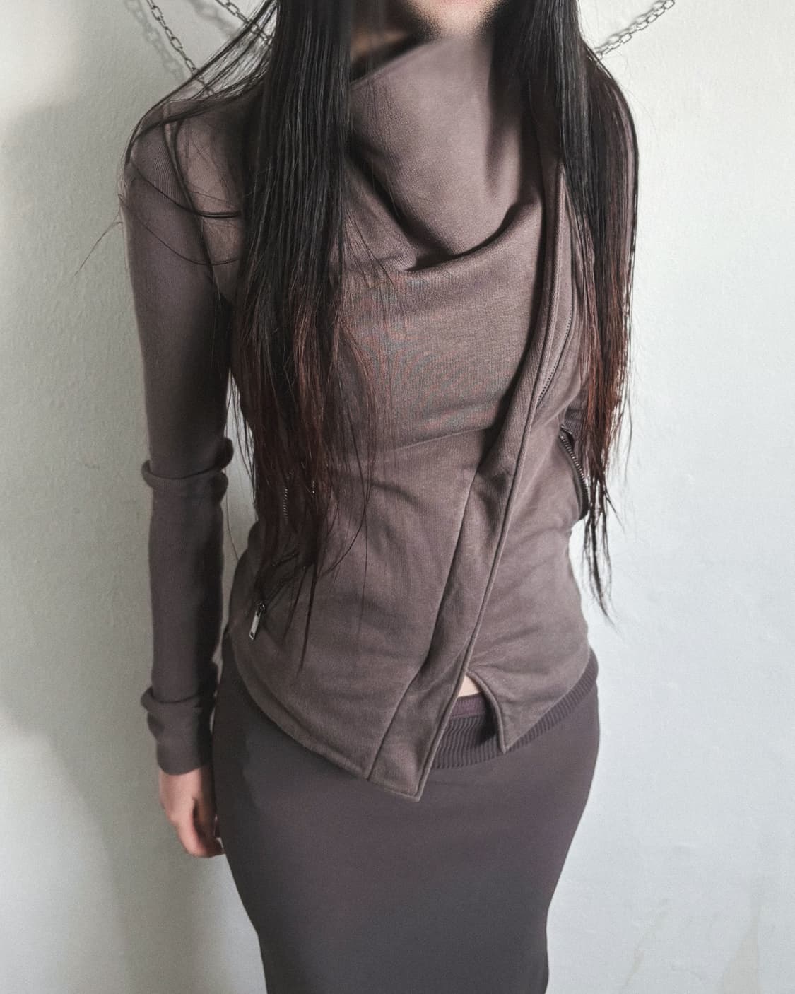 가레스퓨 하이넥 드레이프 코튼 집업 상품이미지2