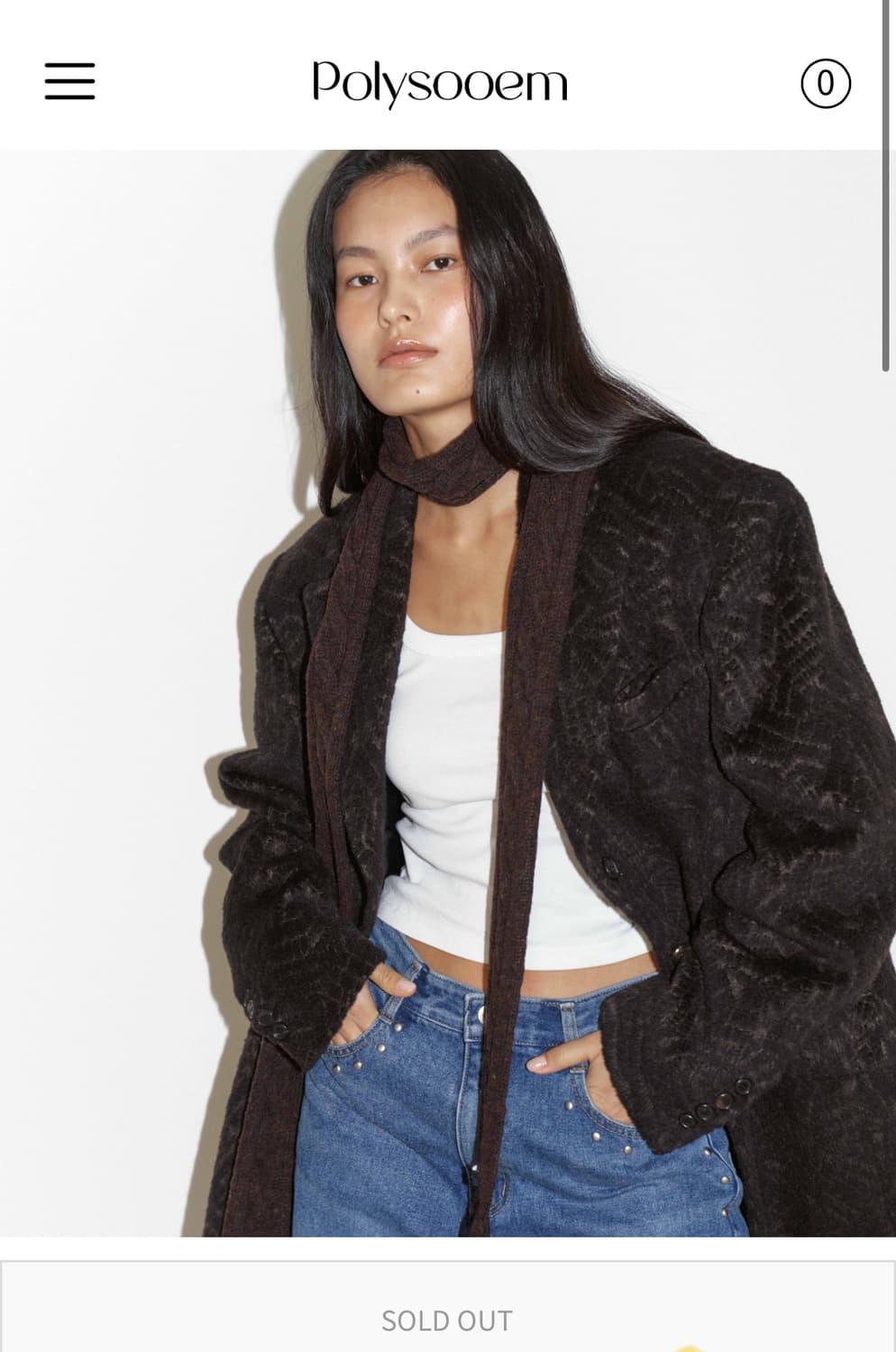 폴리수엠 알파카 하프코트 브라운 상품이미지1