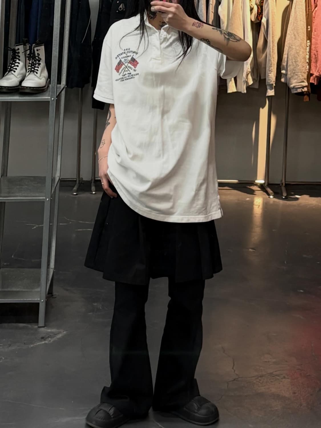 폴로랄프로렌 신형 성조기 백로고 화이트 카라넥하프티셔츠  A3628  상품이미지1