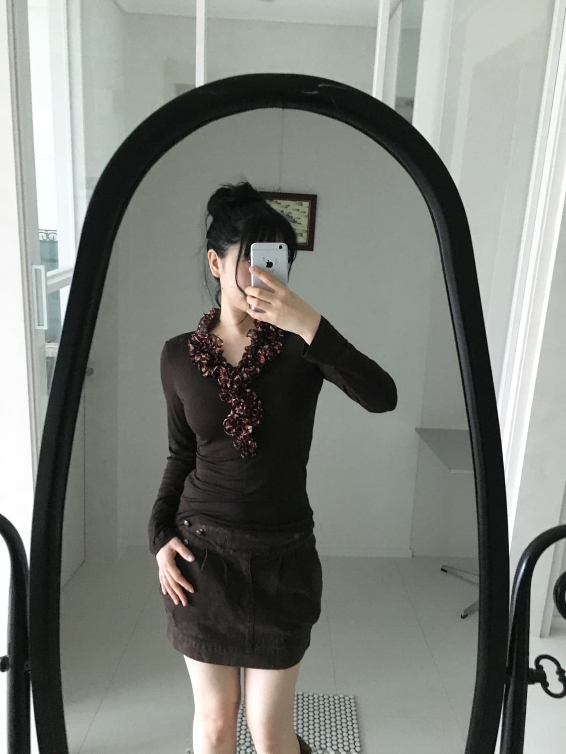 ruffle neck long sleeve top 상품이미지2
