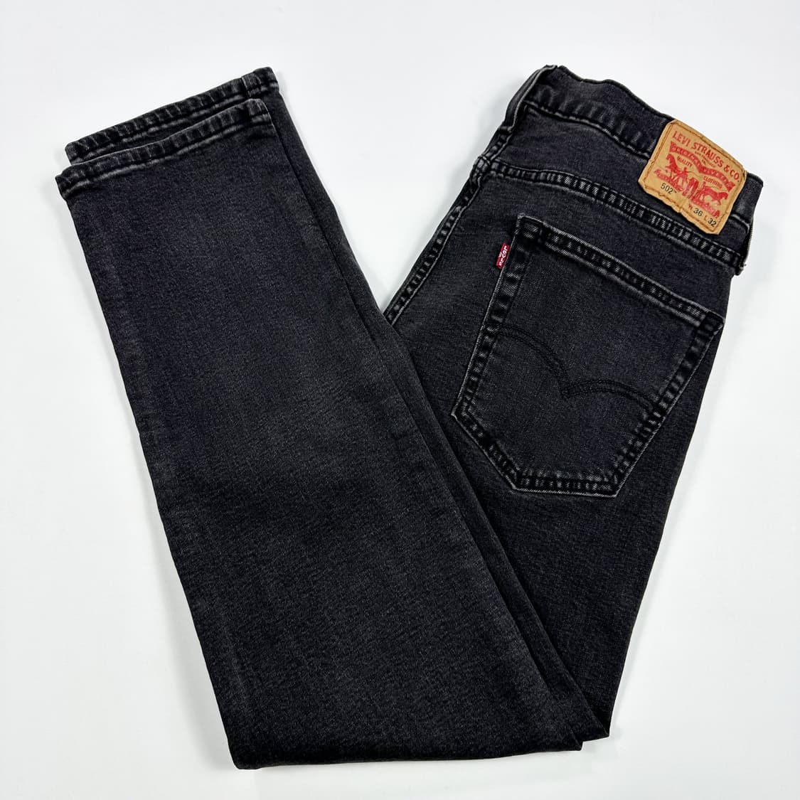 리바이스 502 오리지널 흑청 블랙진 데님 팬츠 (36인치) 상품이미지2