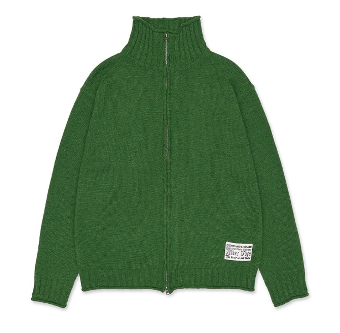 더바이닐하우스 니트집업 WOOL ZIP UP CARDIGAN GREEN 상품이미지1