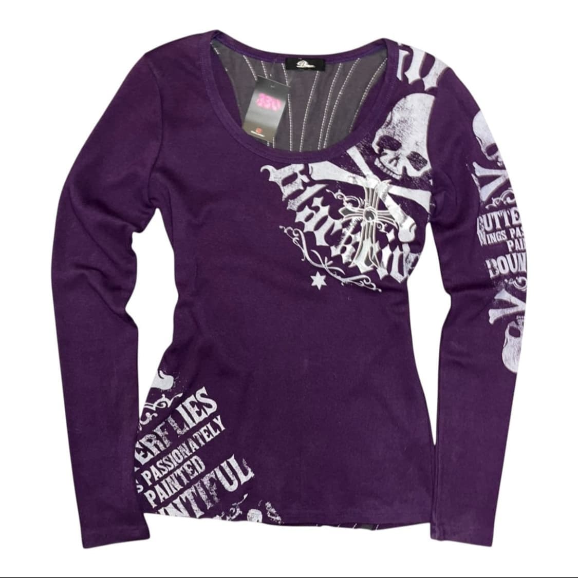 DURER 해골 프린팅 십자패치자수 긴팔티 롱슬리브 펑크 상품이미지3