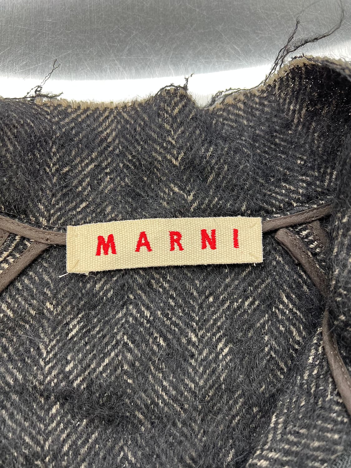 마르니 차콜 알파카 프론트 웨어 울 디스레스팅 코트 상품이미지7
