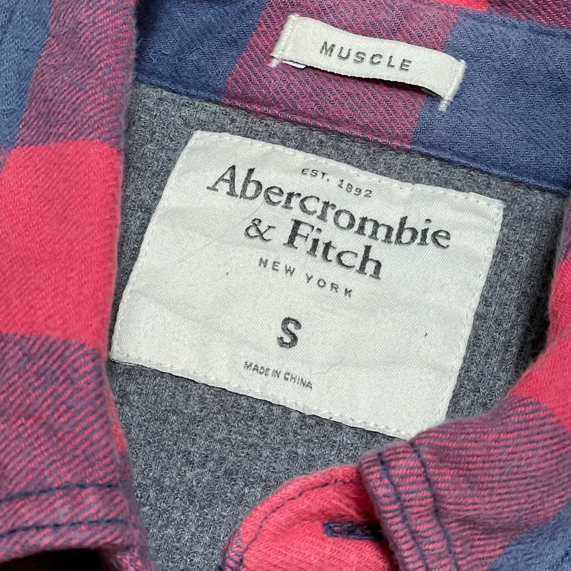 [S] 아베크롬비 빈티지 핑크/블루 체크 남방 상품이미지2