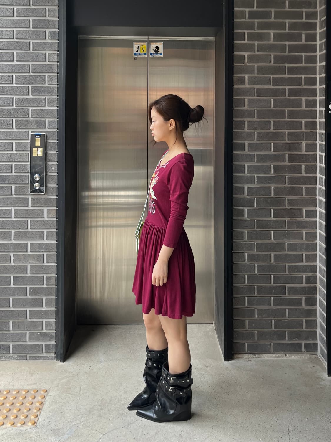 Jouetie 앤젤 코튼 원피스 버건디 상품이미지3