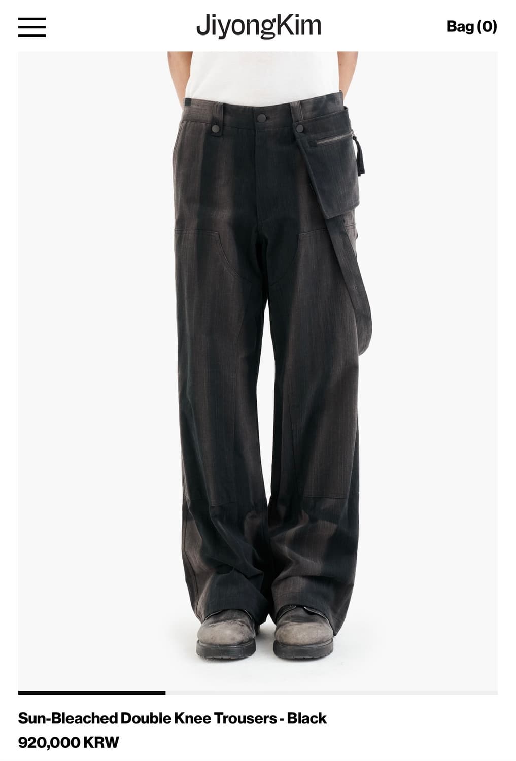 지용킴 JiyongKim 25aw 선블리치 더블니 블랙 XL 사이즈 상품이미지1