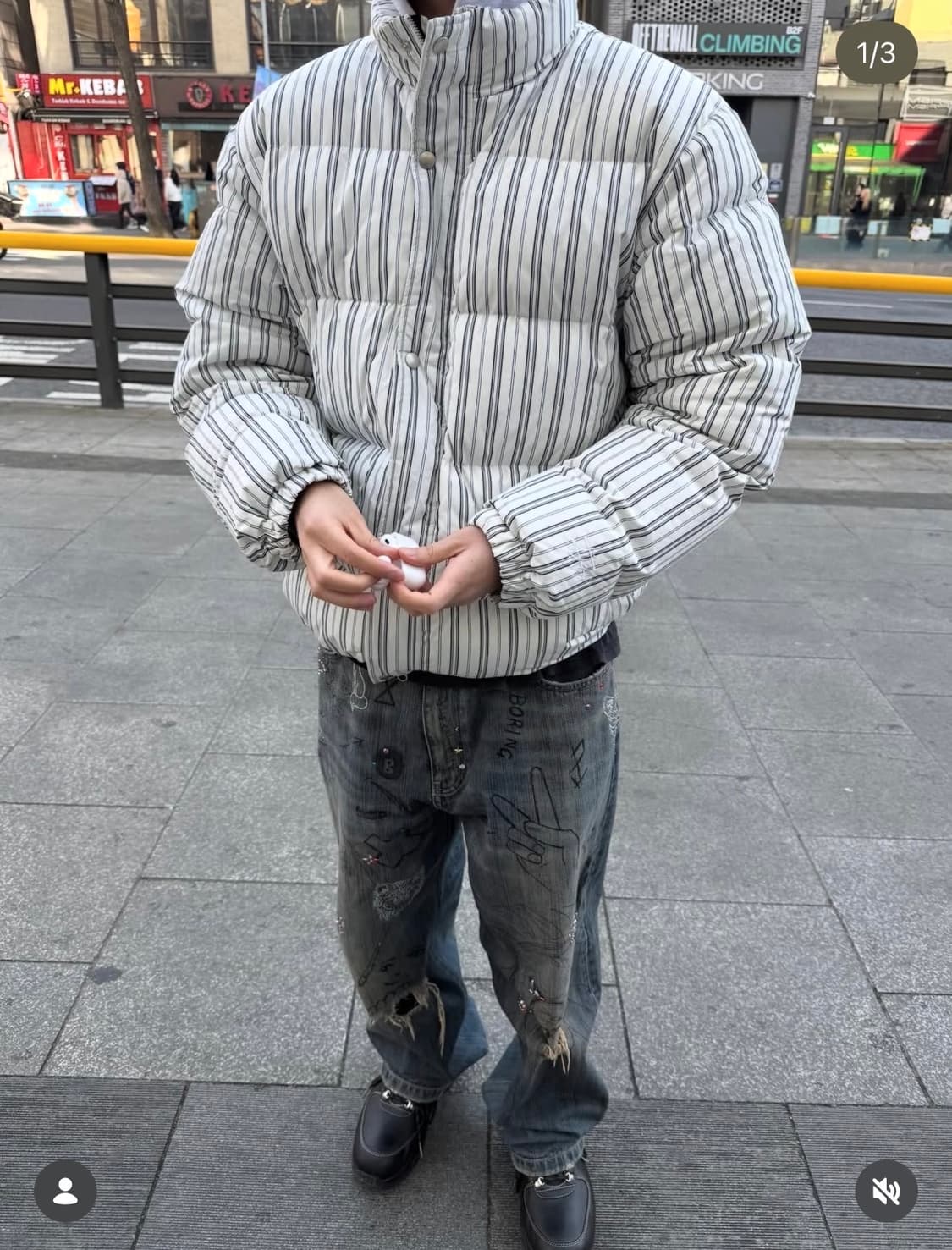 스투시 스트라이프 패딩 L 상품이미지6