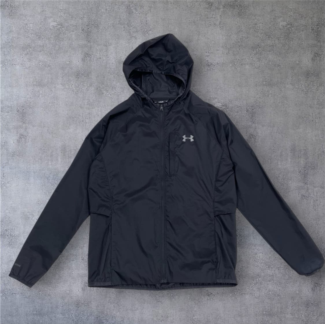 언더아머 Under armour 블랙 러닝 후드 바람막이 집업 M 상품이미지1