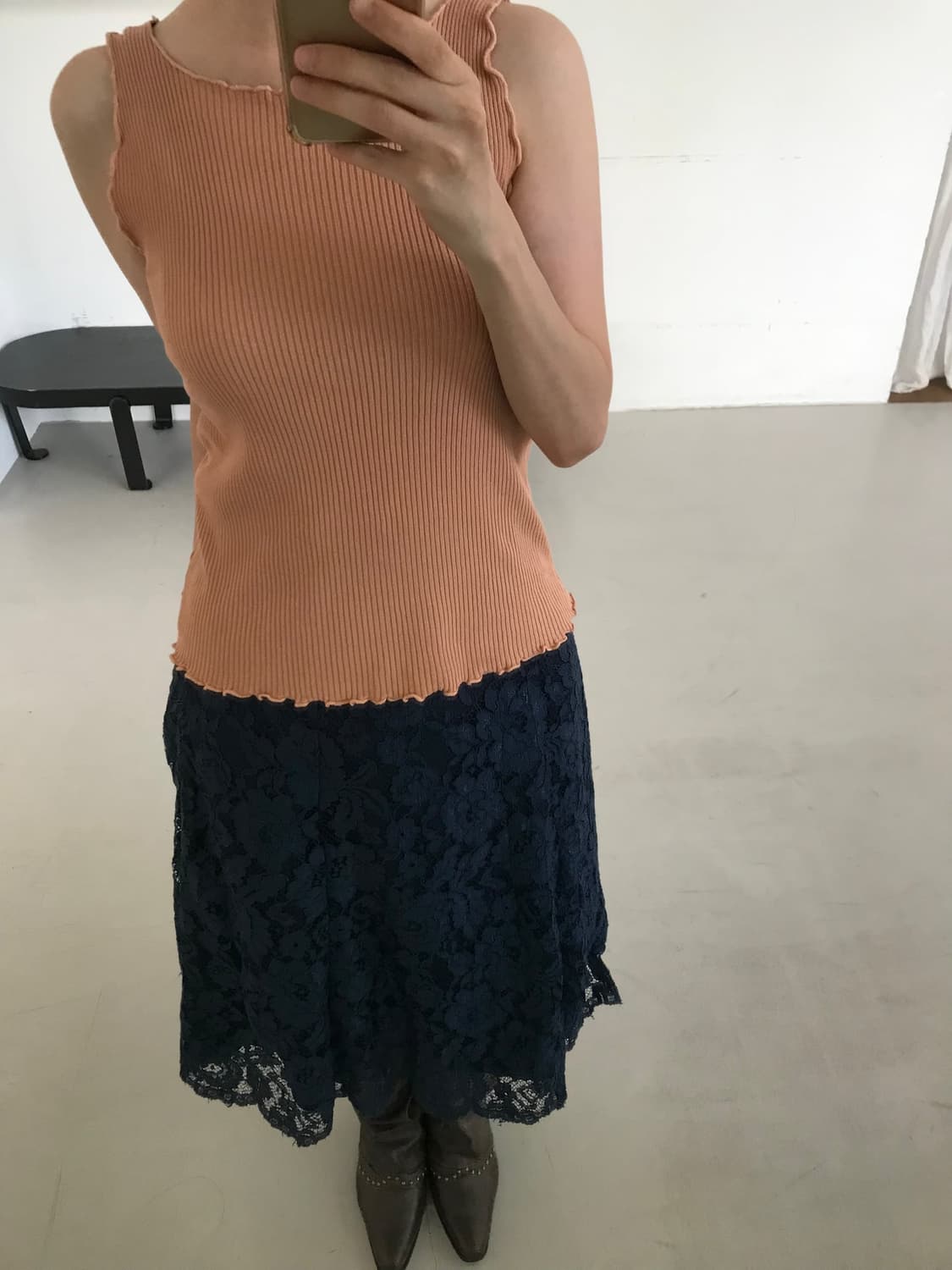 vintage navy lace skirt 상품이미지4