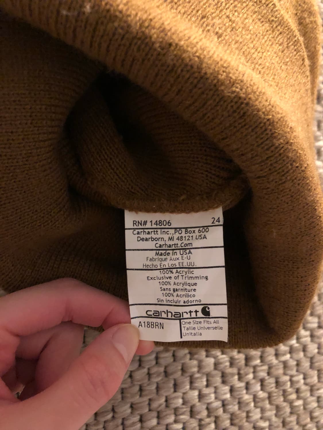 Carhartt 비니 브라운 100% 아크릴 상품이미지3
