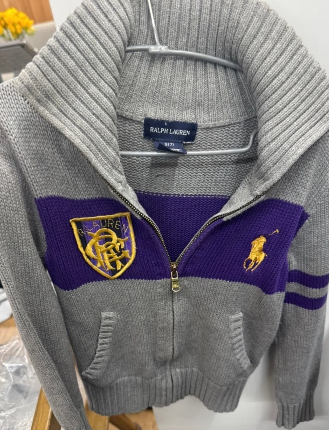 정품 폴로랄프로렌 치프키프 빅포니 황금 국기 니트집업 S 상품이미지1