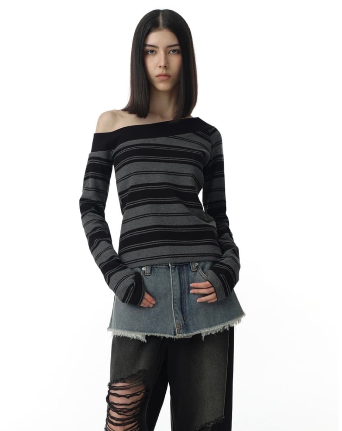 밀로우먼 원숄더 오프숄더 상품이미지1