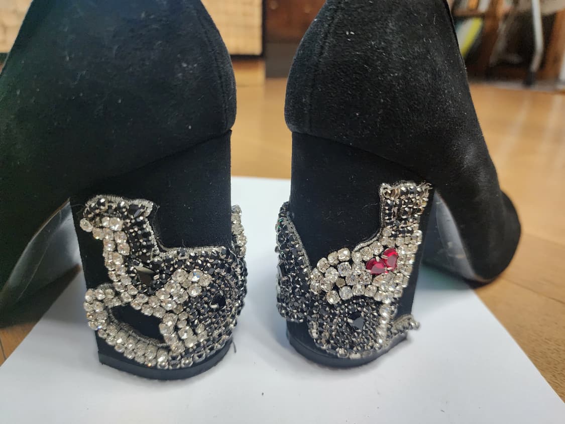 블랙 스웨이드 큐빅 힐 펌프스 37 상품이미지5