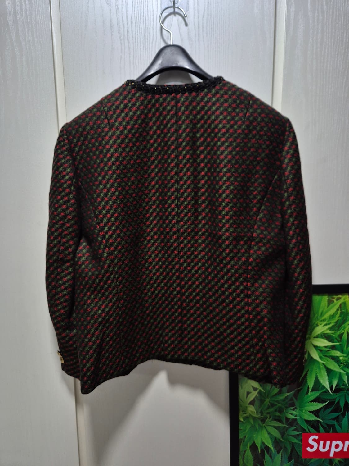 빈티지 체크 패턴 금장 버튼 자켓 상품이미지2