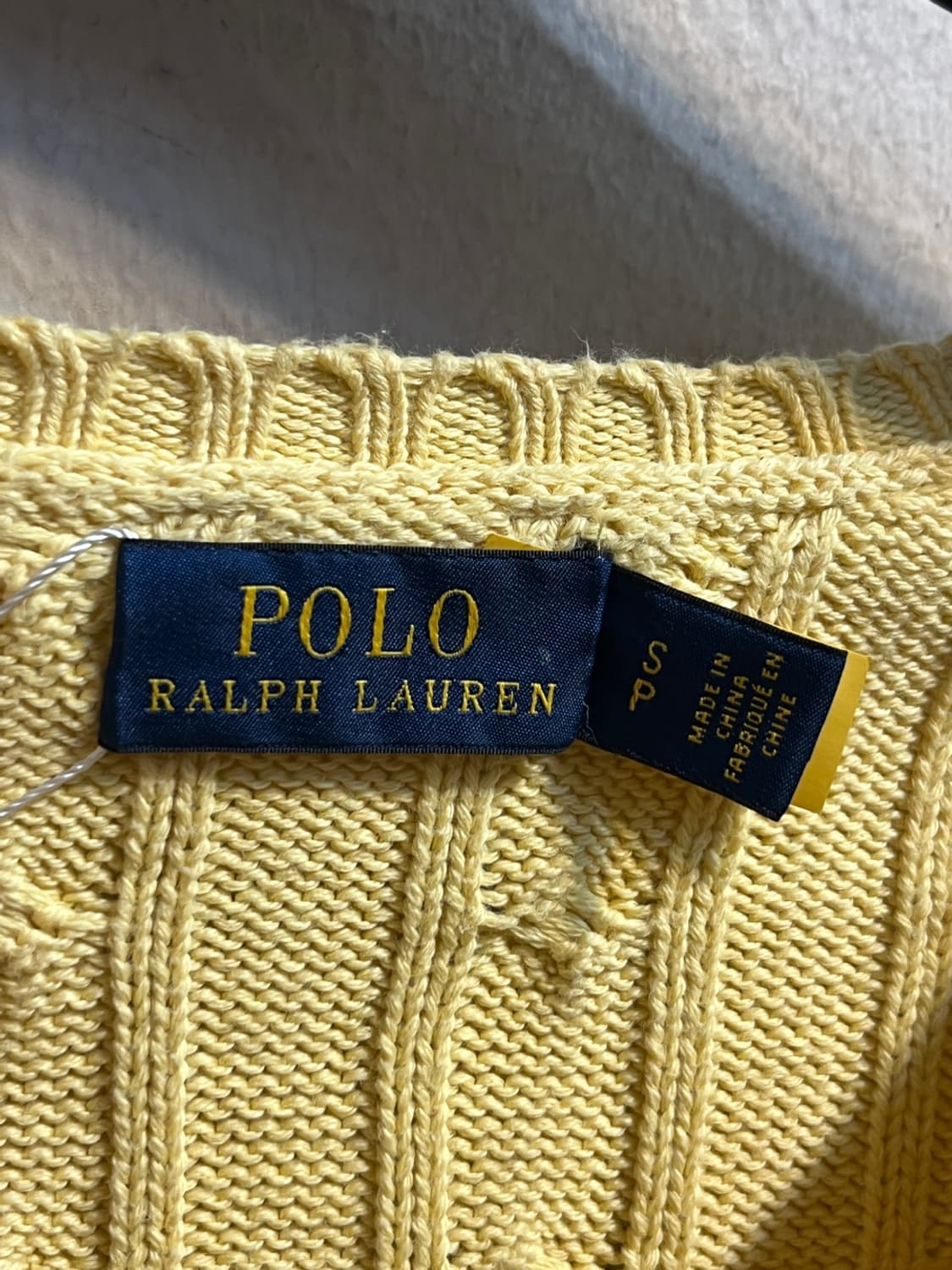 폴로 랄프 로렌 옐로우 케이블 브이넥 스웨터 상품이미지3