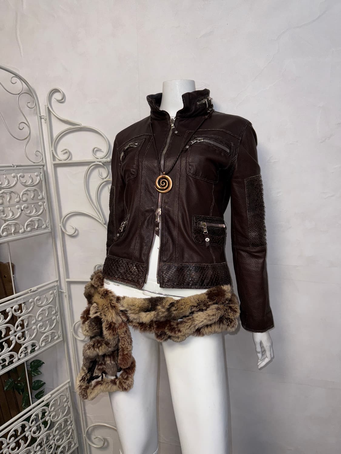 Dark brown lamb skin python pocket 투웨이jk 상품이미지5