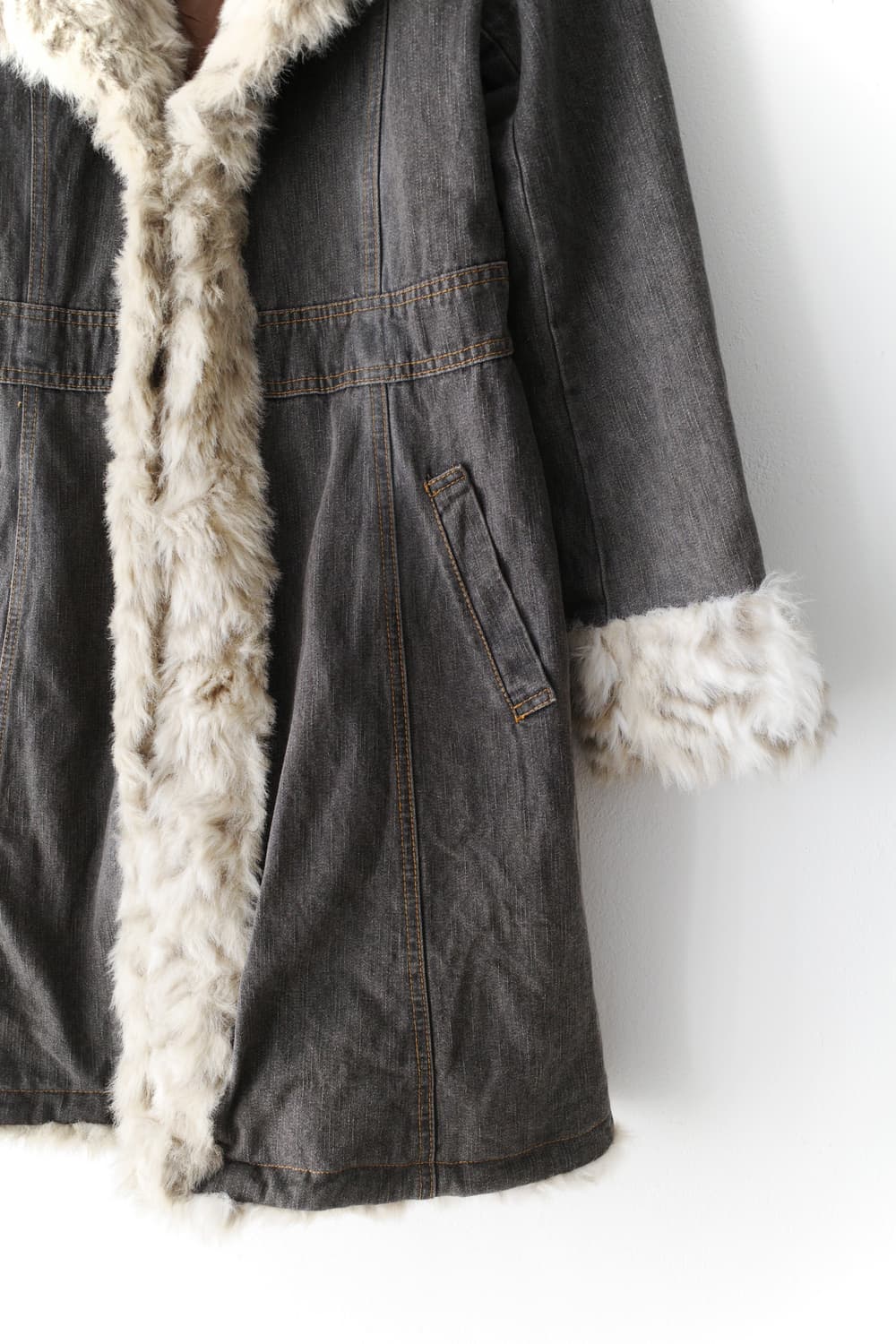 denim long fur jacket 상품이미지4