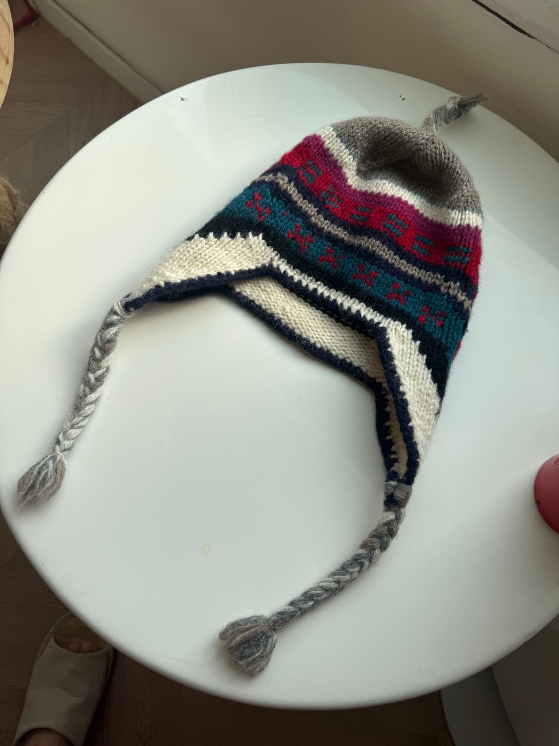 JPN 노르딕 패턴 이어플랩 비니 미중고 상품이미지4