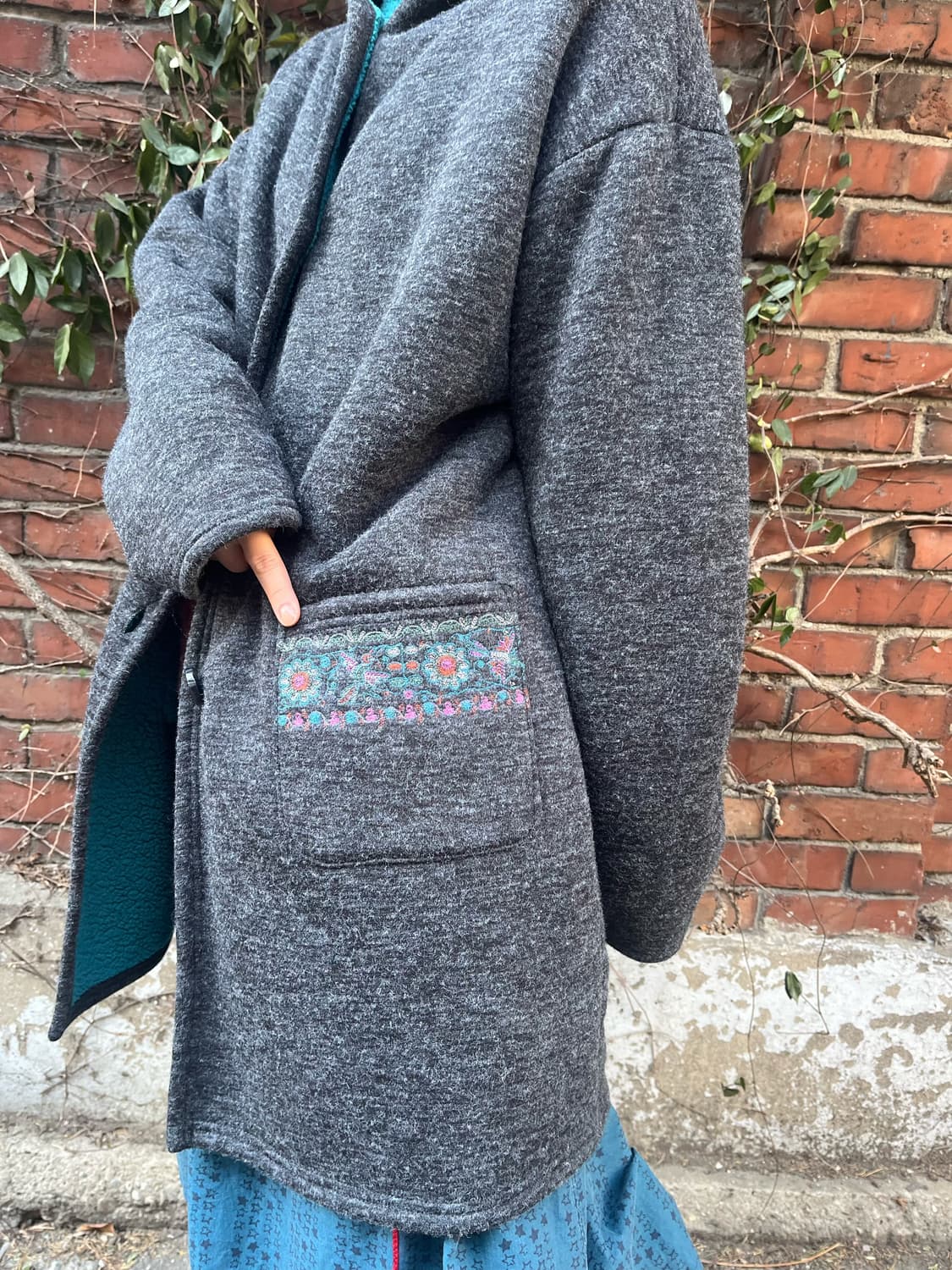 티티카카 차콜 그레이 후드 코트 상품이미지3