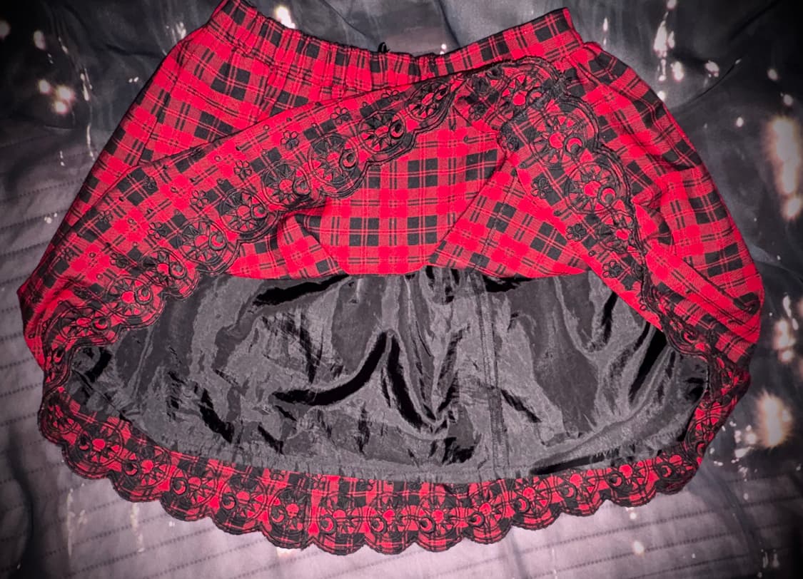 빈티지 갸루 펑크 캐캐체 아무깔 카드캡터 사쿠라 콜라보 체크 스커트 상품이미지2