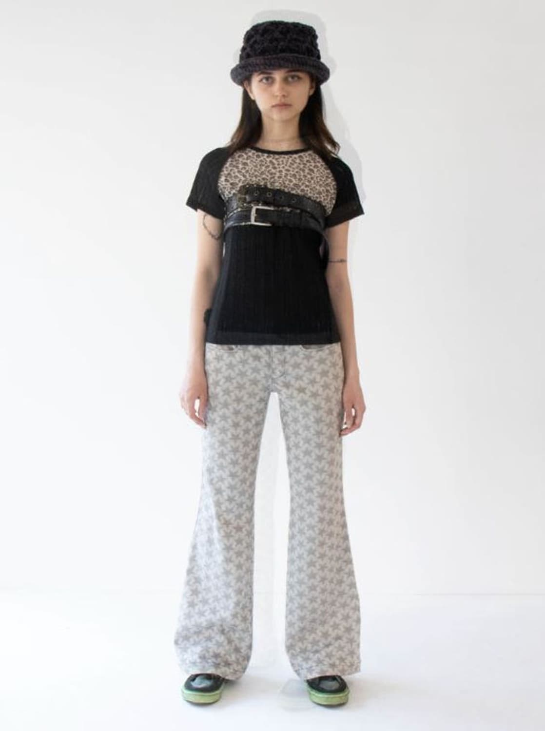 모자이크 소사이어티 GALA flare pants grey/beige 상품이미지3