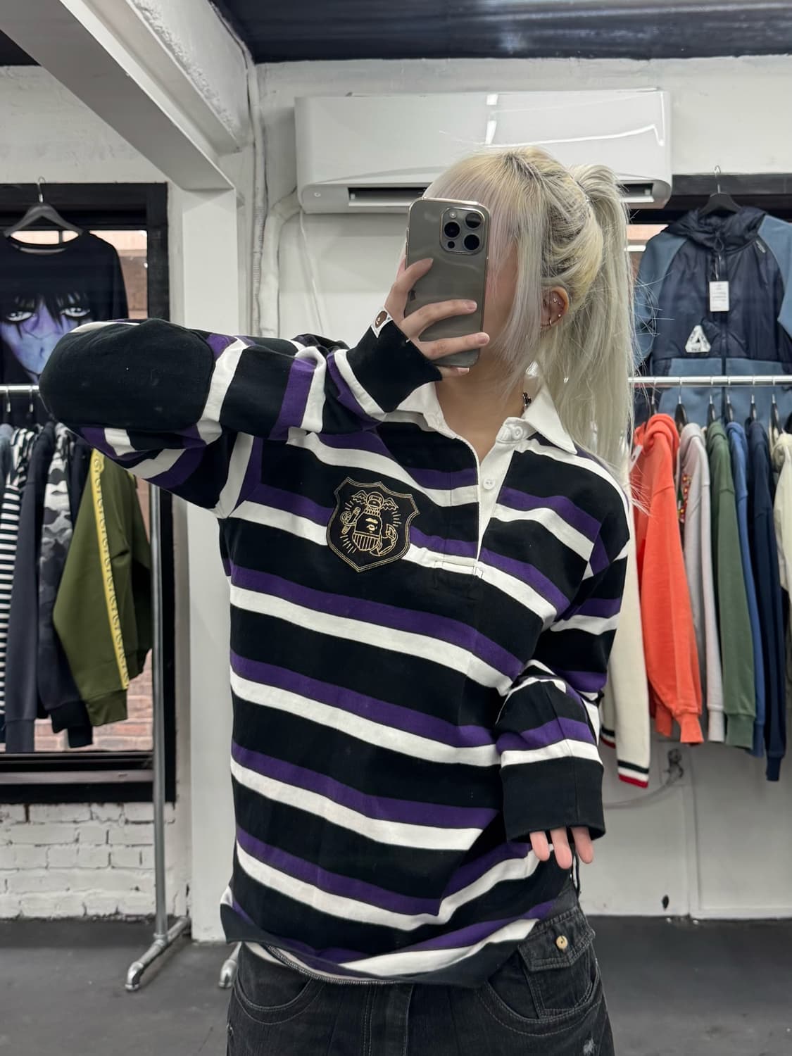 베이프 스트라이프 럭비 롱슬리브 상품이미지2