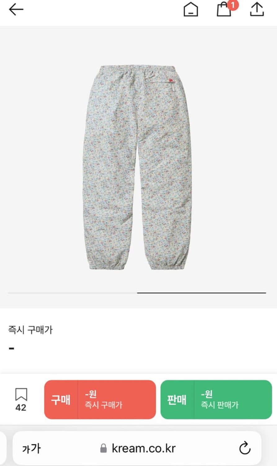 (구해요 L사이즈) 슈프림 웜업 팬츠 플라워 구매희망해요 상품이미지1