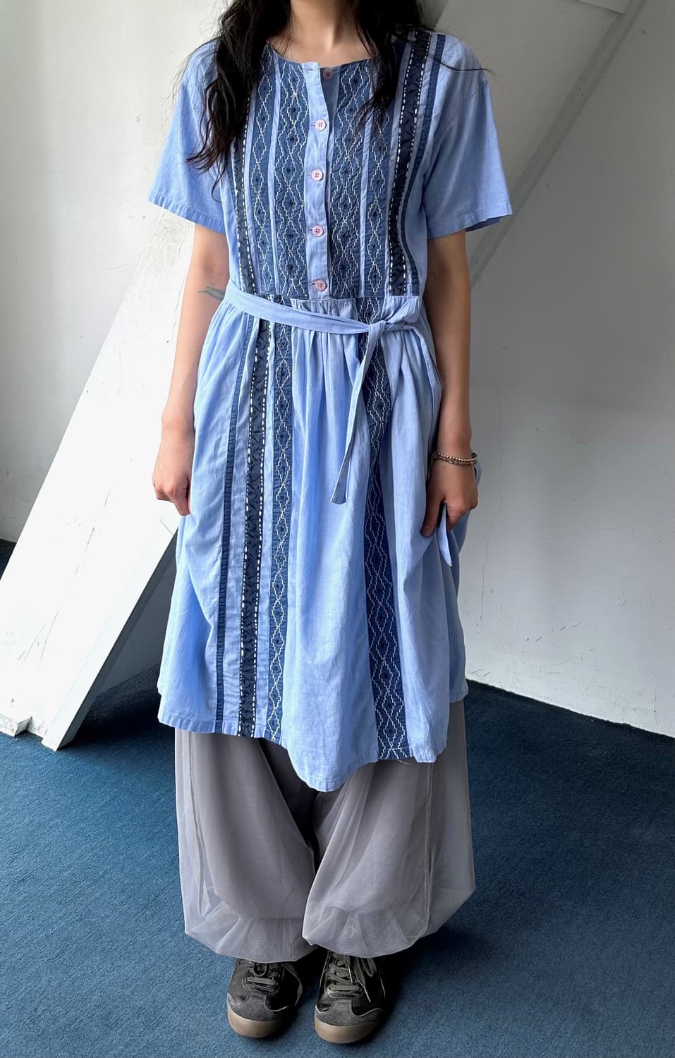 Light cotton design patch onepiece 상품이미지4