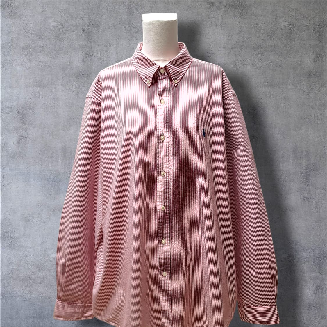 [2XL] 폴로 화이트&레드라인 스트라이프 클래식핏 긴팔셔츠 상품이미지3