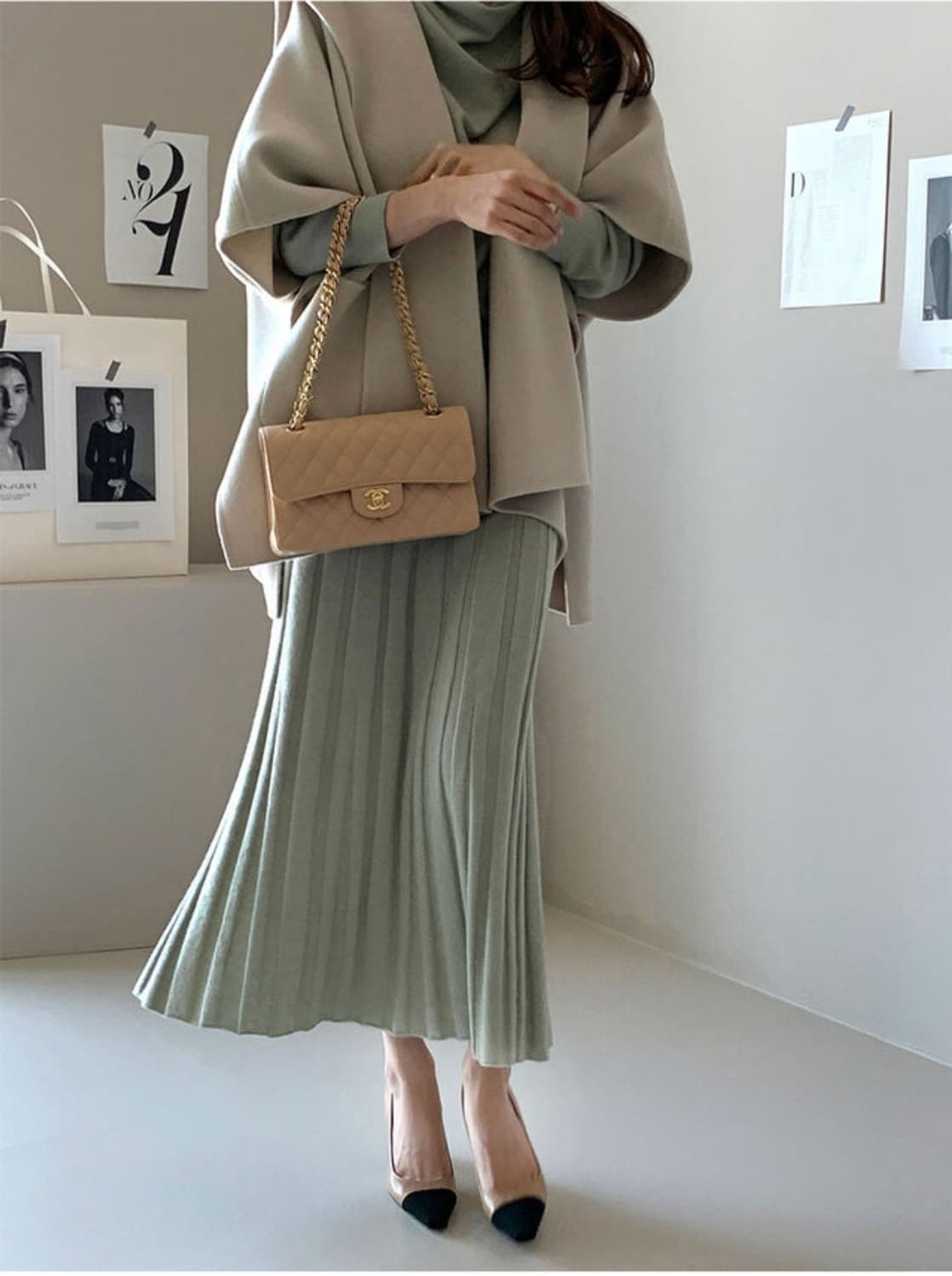 새상품) 데일리룩 로로피아 케이프코트 애쉬그레이 울캐시 상품이미지2