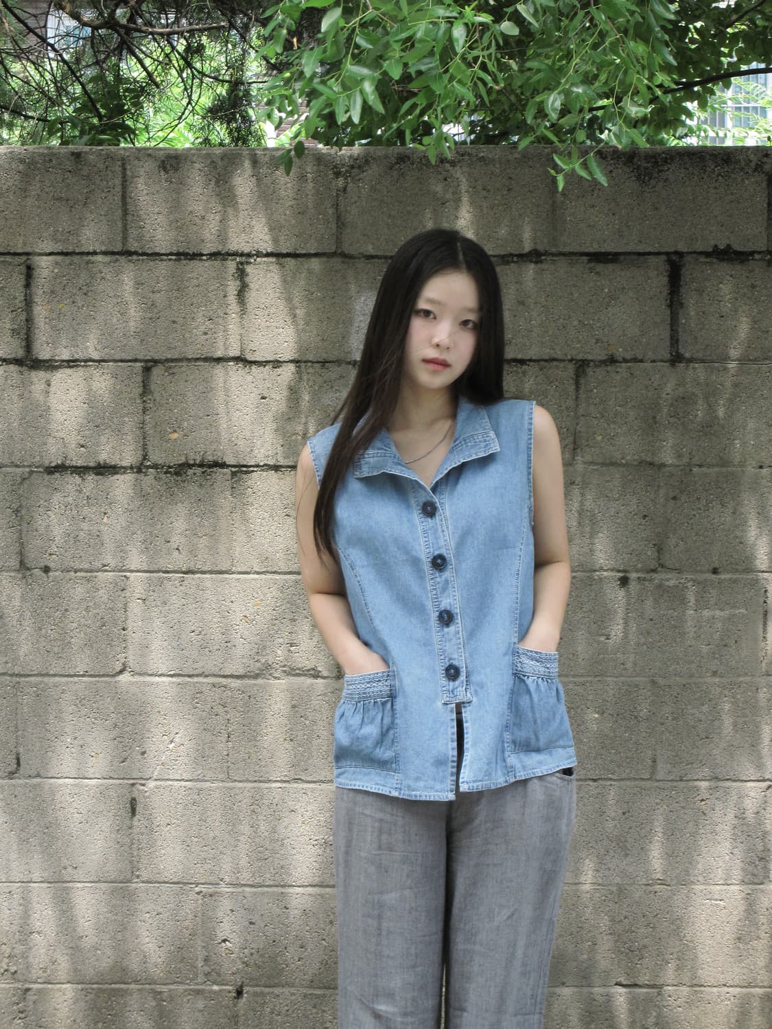 버튼 데님 베스트 상품이미지4