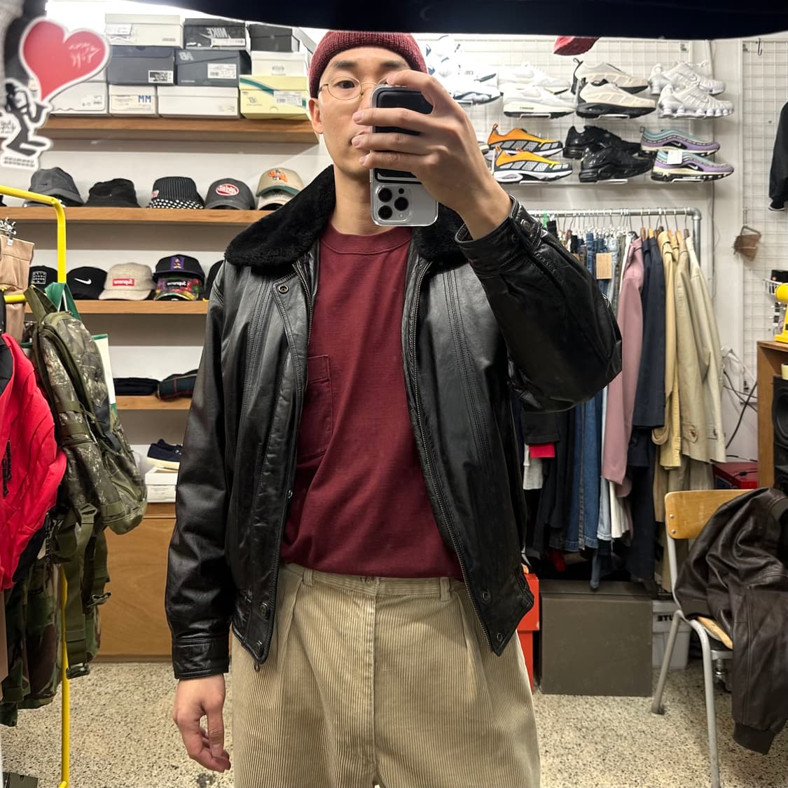 90‘s 카우레더 블루종 자켓(다운 라이너) 상품이미지10