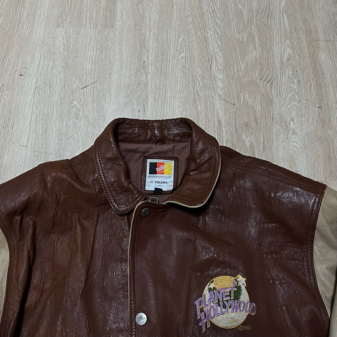 플래닛 할리우드 90s 양가죽 봄버 바시티 가죽자켓 XL/105 상품이미지2