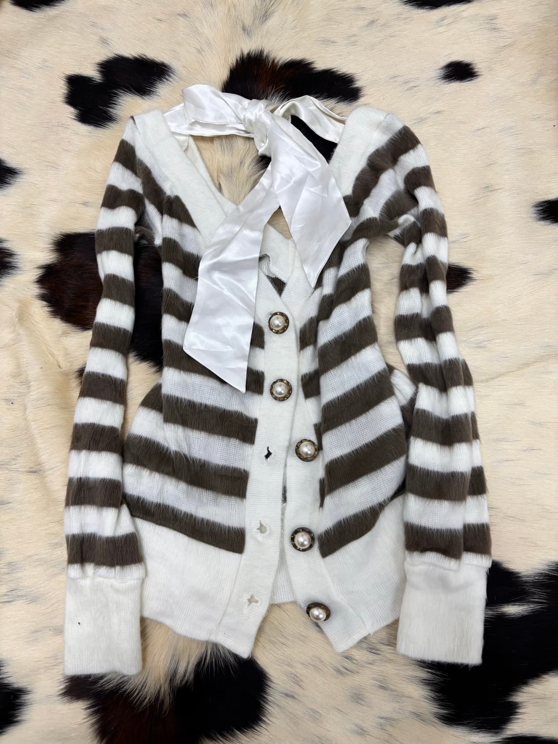 [Tralala]Hime-Gal pinterest Brown Stripe 상품이미지3