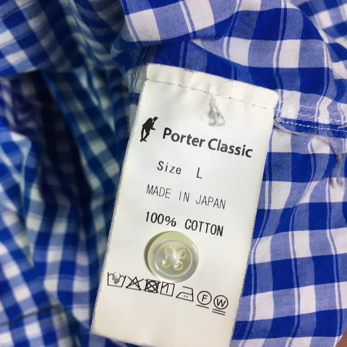 포터클래식 롤업셔츠 블루 깅엄체크 L사이즈 상품이미지3