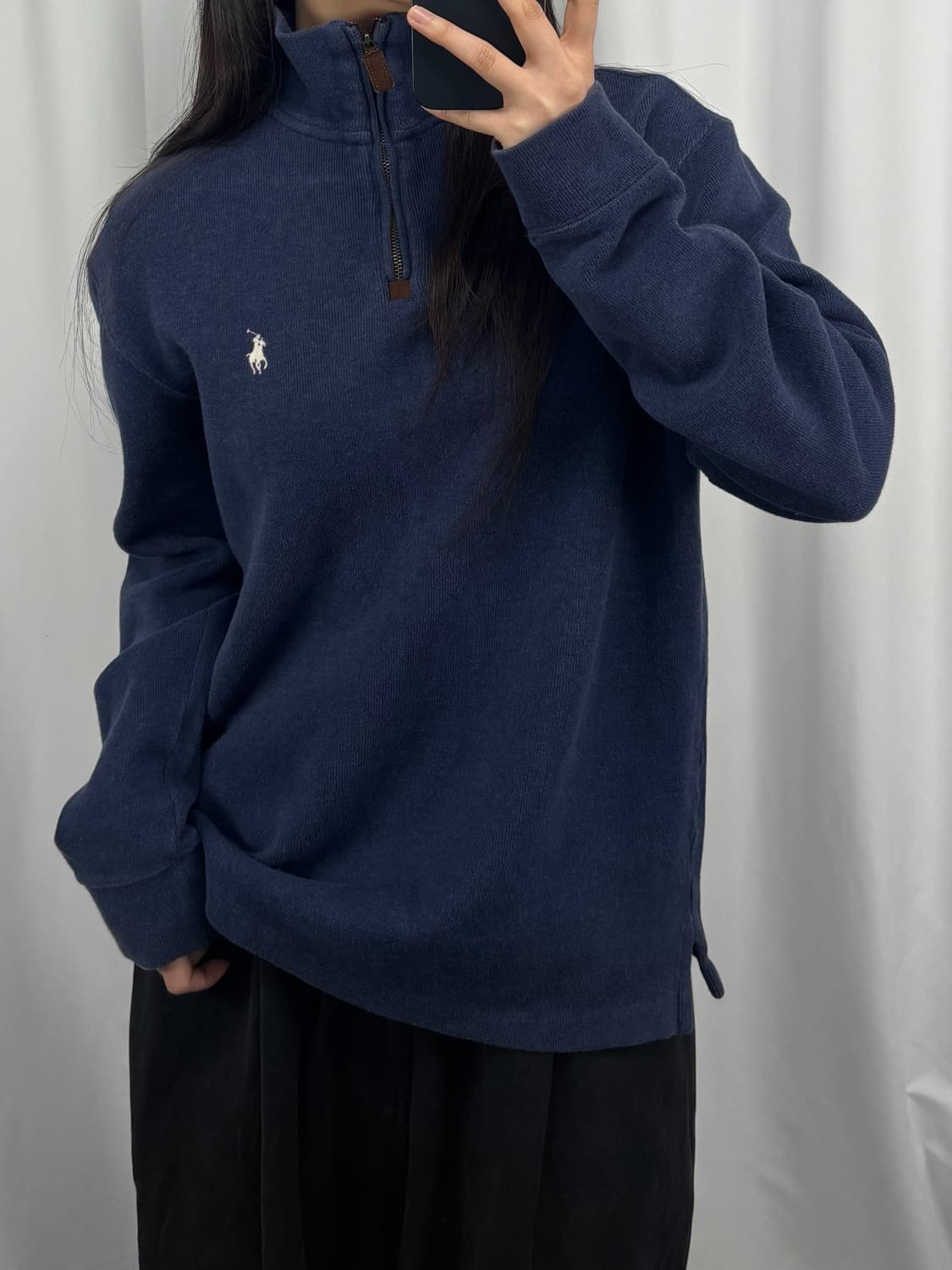 폴로 네이비 코튼 하프집업 상품이미지1