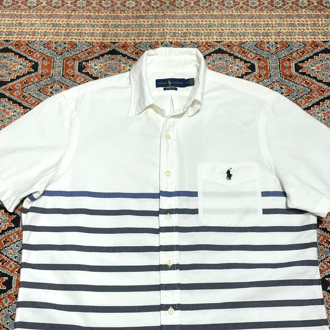 폴로랄프로렌 화이트 단가라 옥스포드 반팔 셔츠 남성M 상품이미지2