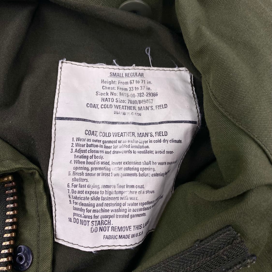 70s USA Army 3세대 황동 M-65 필드 자켓 (100) 상품이미지7