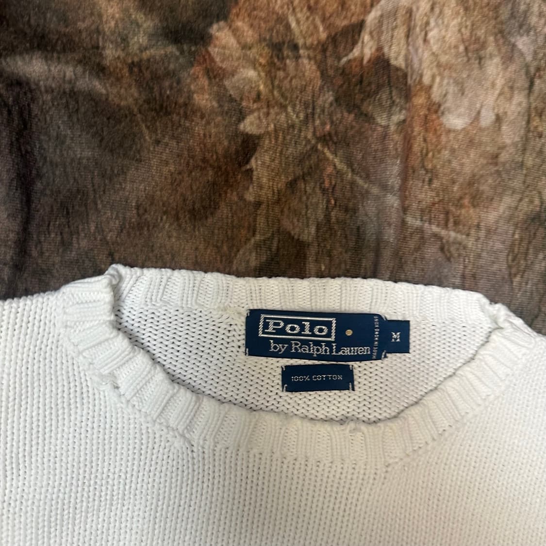 폴로 랄프로렌 빈티지 스몰 포니로고 화이트코튼니트 M 상품이미지3