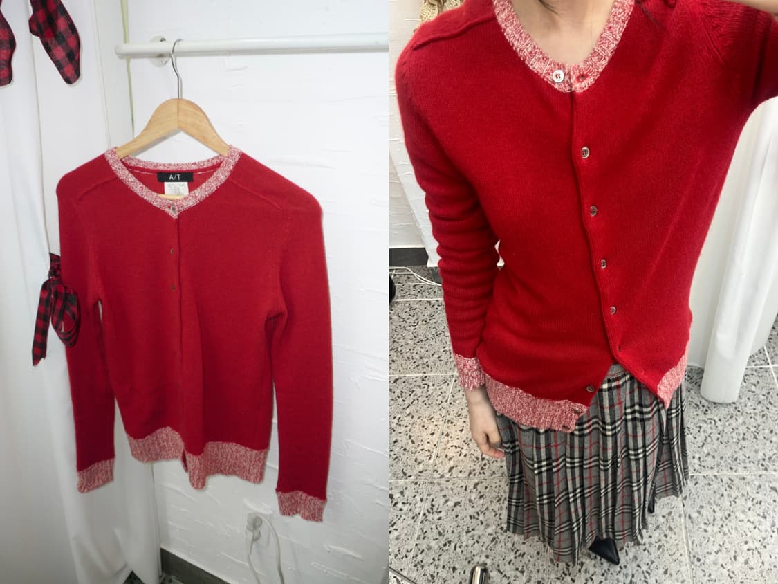 apple red cardigan 상품이미지1