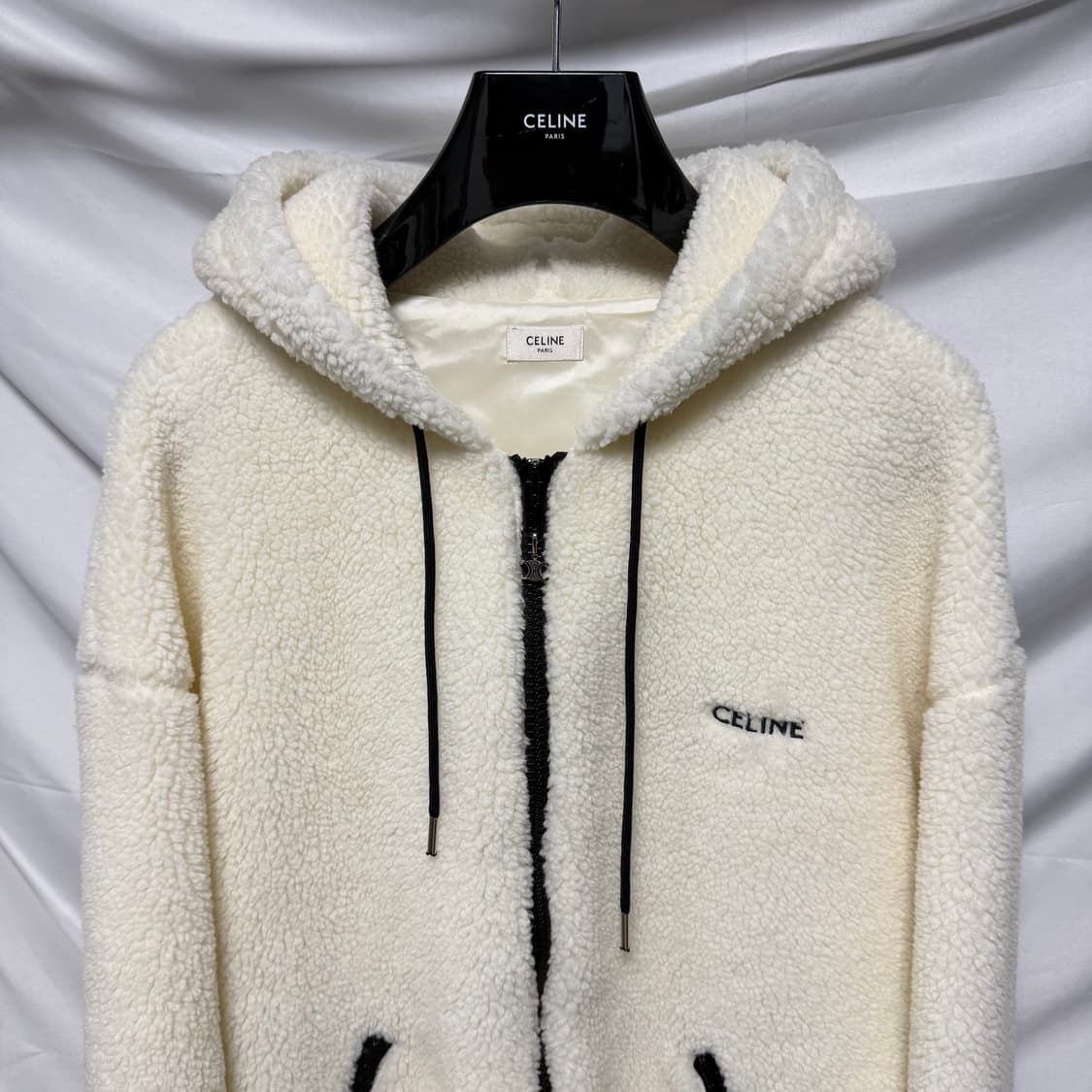[새상품/M] 셀린느 오슬롯 플리스 후드 후리스 자켓 화이트 상품이미지2