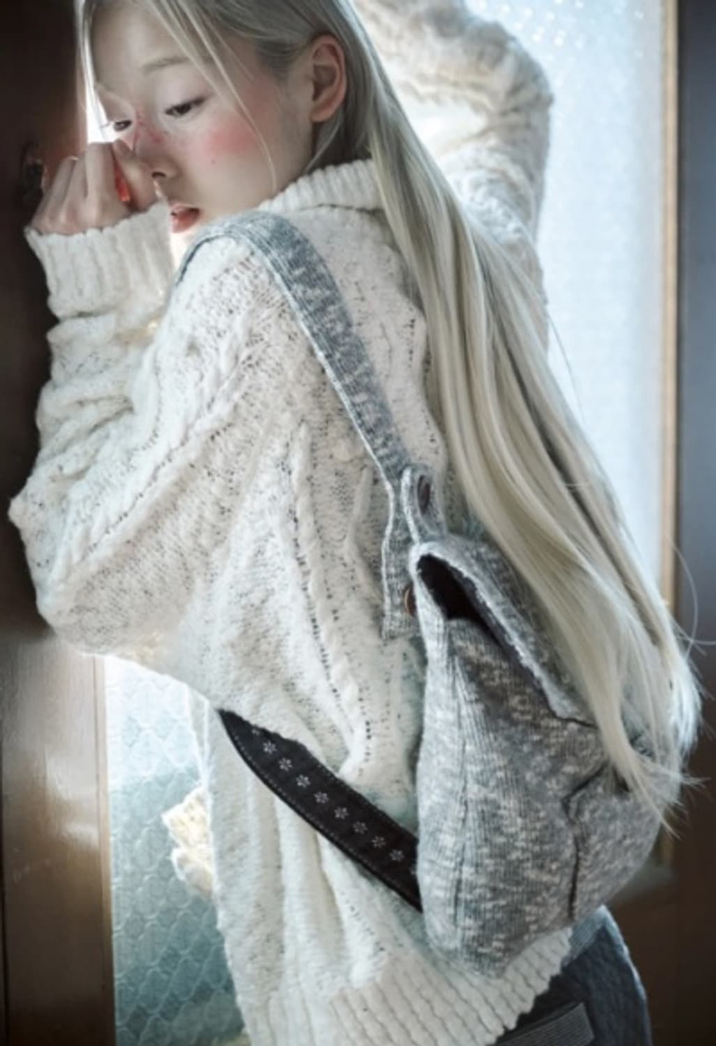 허그유어스킨 팝콘 니트 집업 상품이미지3