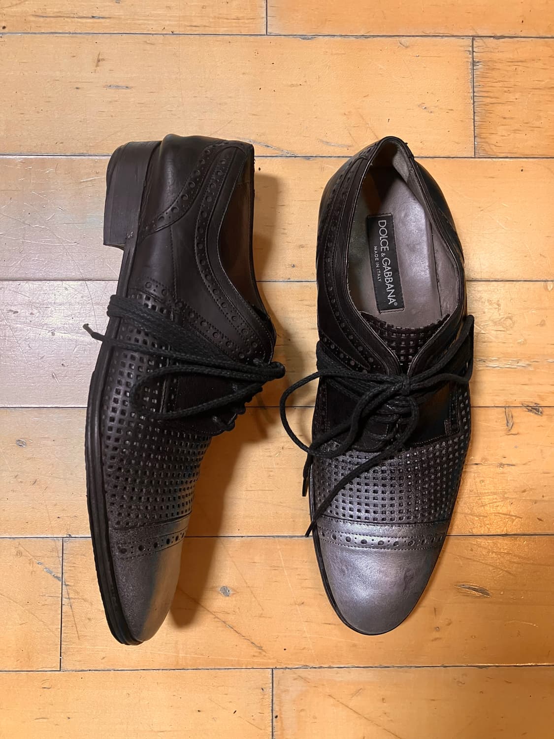 D&G 90s 돌체앤가바나 메탈 페인티드 펀칭 더비 275-80 상품이미지3